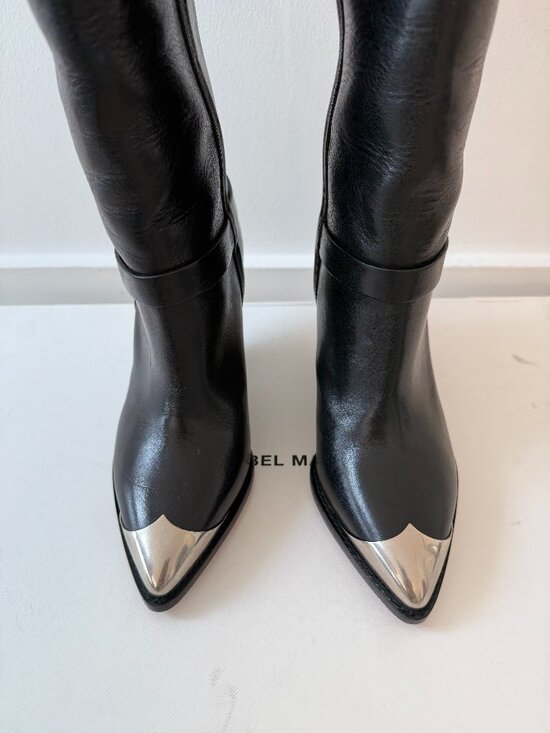 Isabel Marant Lenskee Black Leather Knee-High Boots size 36 - Picture 3 of 10